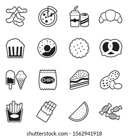 Snack Icons. Line With Fill Design. Vector Illustration.