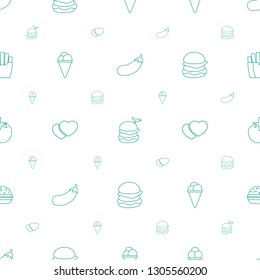 snack icons pattern seamless white background. Included editable line aubergine, burger with pepper, ice cream, cookies, cheeseburger, apple icons. snack icons for web and mobile.