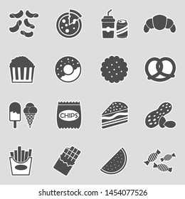Snack Icons. Sticker Design. Vector Illustration.