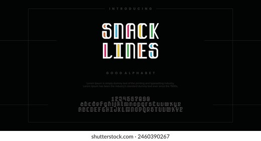 Snack Lines Modern abstract line alphabet font. Minimal technology typography, font and with numbers. vector illustration