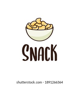 Snack Logo Design With A Cassava Chip Icon In A Bowl