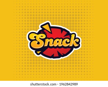 Snack Logo, Vector Hand Drawn Snack And Junk Food Illustration. Vintage Style Background, Potato Chips Logo Design