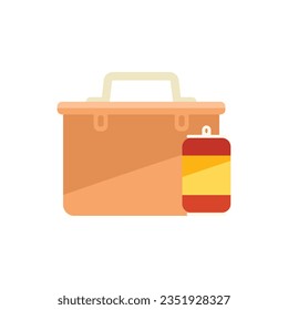 Snack lunch box icon flat vector. Dinner food. Healthy meal isolated