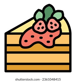 Snack meal icon outline vector. Slice food. Piece pastry color flat