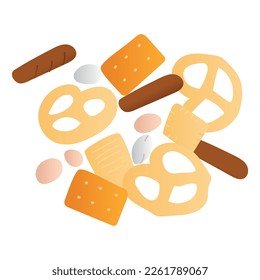 Snack Mix Pretzels decorative design element for website, presentaion, flyer, brochure, printing, application. illustration style