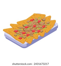 Snack nachos mexican icon isometric vector. Character restaurant. Mexico flying