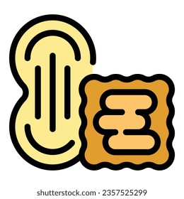 Snack nut icon outline vector. Peanut butter. Spread cream color flat