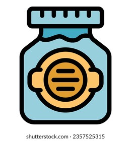 Snack nutrition icon outline vector. Peanut butter. American cream color flat