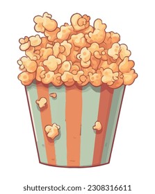 Snack on gourmet buttered popcorn while watching a fun movie isolated