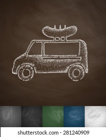 snack on wheels icon. Hand drawn vector illustration. Chalkboard Design