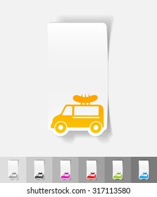 snack on wheels paper sticker with shadow. Vector illustration