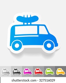snack on wheels paper sticker with shadow. Vector illustration