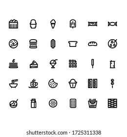 snack outline icon set pixel perfect
