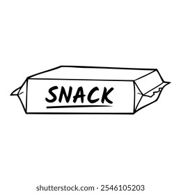 snack de embalagem esboço vetor ilustração, isolado no fundo branco, vista superior