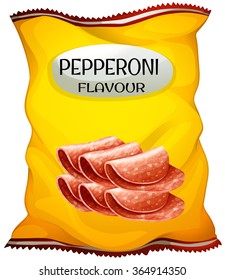 Snack con ilustración de sabor a pepperoni