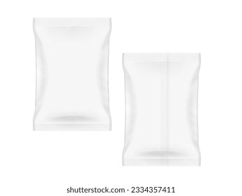 Snack Pillow Bag Front And Back View. Isolated On White Background. EPS10 Vector