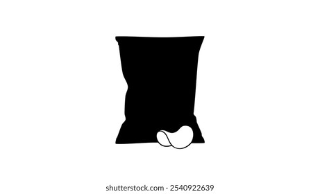 snack potato chips, black isolated silhouette
