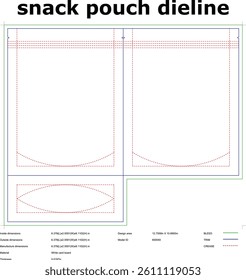 Snack Pouch Packaging Die Cut Template Vector Illustration For Food Products And Package Designing