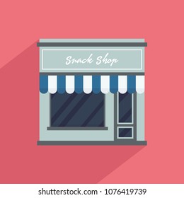 Snack shop facade, storefront vector in flat style