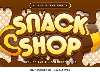 snack shop text effect and editable text effect with bread illustration
