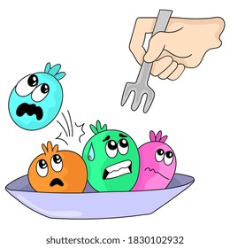 snack snacks with cute faces. cartoon illustration sticker emoticon