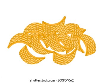 Snack, A Stack of Rice Crackers or Crisp Rice Made From Glutinous Flour, Salt and Sugar Isolated on White Background. 