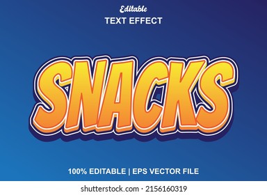 Snack text effect with yellow and blue color editable.