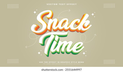 Snack Time 3D editable text effect template with Cartoon Style