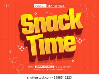 snack time editable text, font effect, 3d text for title