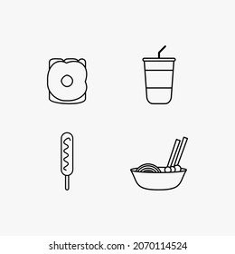 diseño de vector de aperitivos con estilo de contorno