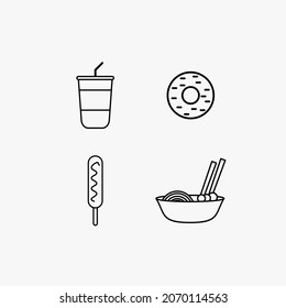 diseño de vector de aperitivos con estilo de contorno