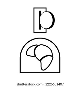Snack vending machine icon. Slot with coin and croissant. Vector Illustration