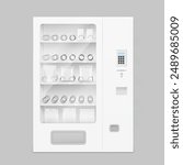 Snack vending machine mockup. Vector illustration isolated on grey background. Ready and simple to use for your design. The mock-up will make the presentation look as realistic. EPS10.