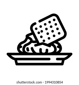 Snack mit Wespabi Linie Symbol Vektorgrafik. Imbiss mit Waschabi-Schild. isoliertes Kontursymbol