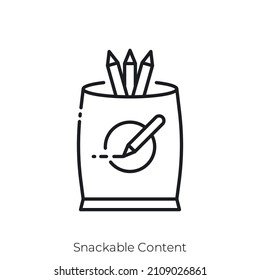 Snackable Content icon. Outline style icon design isolated on white background