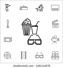 snacks and 3d glasses icon. Cinema icons universal set for web and mobile