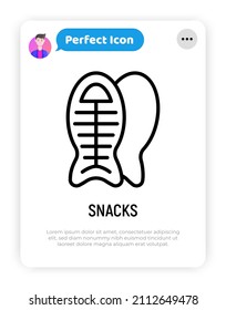 Snacks for cat thin line icon: two fishes. Modern vector illustration for pet shop.