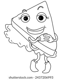 Snacks, Food, Drinks funny coloring page for kids and adults, t-shirt, logo.