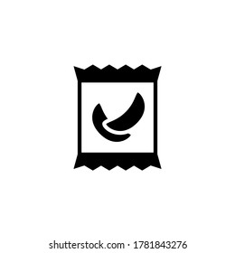 Snacks icon in black flat glyph, filled style isolated on white background