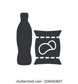 Snacks icon potato chip drink vector