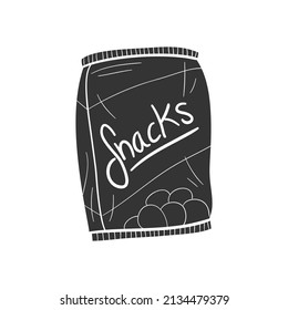 Snacks Icon Silhouette Illustration. Food Product Delicious Vector Graphic Pictogram Symbol Clip Art. Doodle Sketch Black Sign.