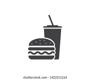 snacks icon vector - delicious burger and cold drinks icon - restaurant app icon 