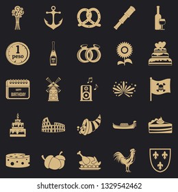 Snacks icons set. Simple set of 25 snacks icons for web for any design