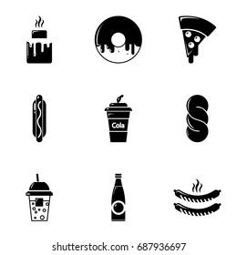 Snacks icons set. Simple set of 9 snacks vector icons for web isolated on white background