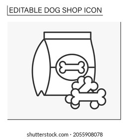  Snacks line icon. Tasty food for dogs. Award for discipline. Crispy bones in packing.Shop concept. Isolated vector illustration. Editable stroke