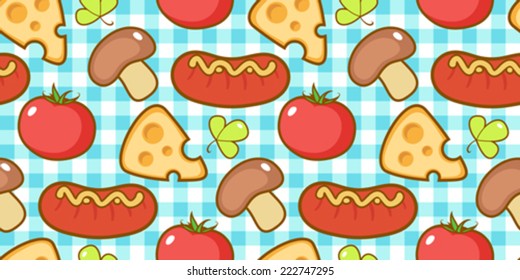 Snacks pattern with plaid.