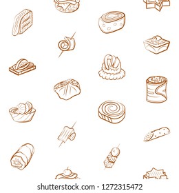 Snacks set. Background for printing, design, web. Usable as icons. Seamless. Binary color.