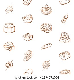 Snacks set. Background for printing, design, web. Usable as icons. Seamless. Binary color.