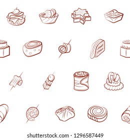 Snacks set. Background for printing, design, web. Usable as icons. Seamless. Binary color.