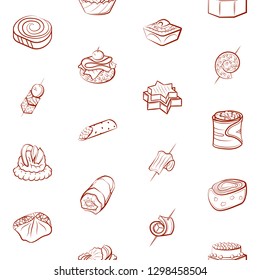 Snacks set. Background for printing, design, web. Usable as icons. Seamless. Binary color.